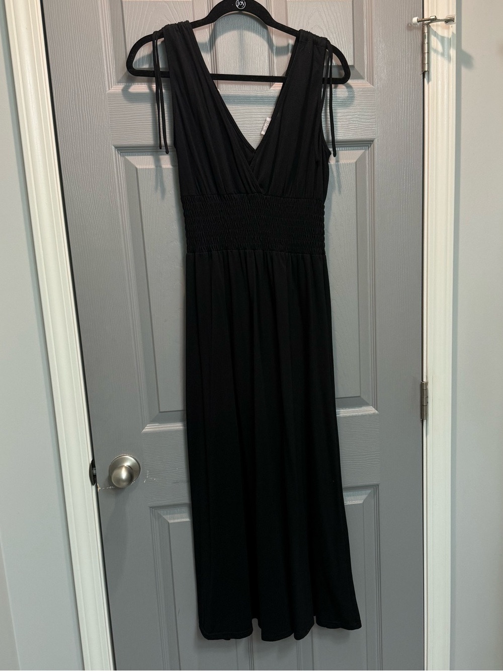 Just Love Black V-Neck Maxi Dress with Smocked Waist